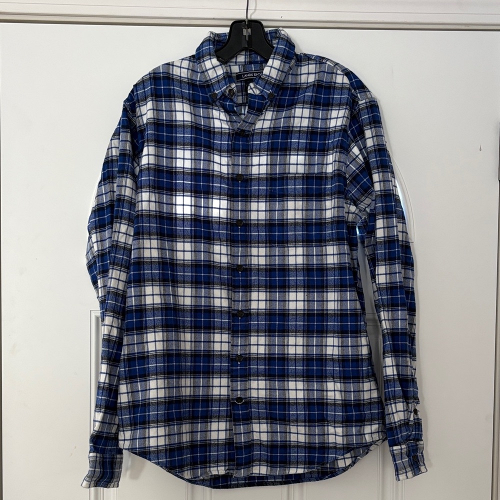 Classic Blue and White Plaid Men's Shirt